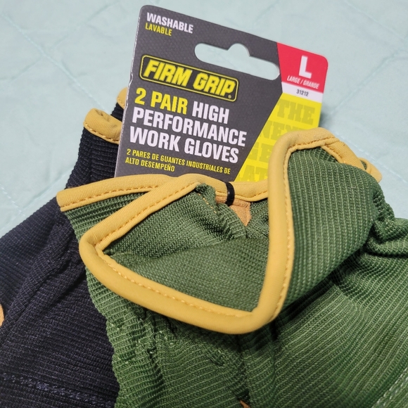 FIRM GRIP 2 Pack Large Utility Work Gloves Green Black  NEW - Picture 4 of 6